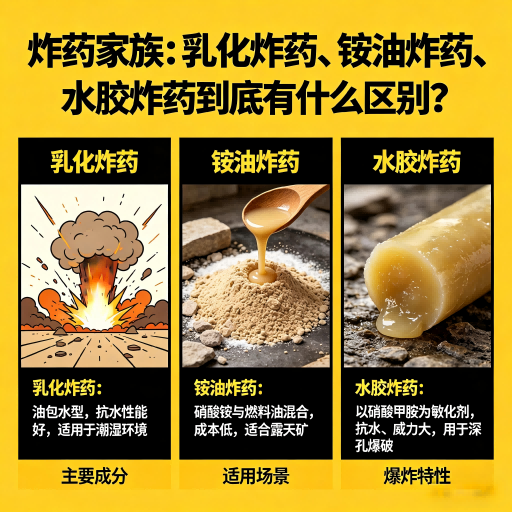 东光炸药家族：乳化炸药、铵油炸药、水胶炸药到底有什么区别？